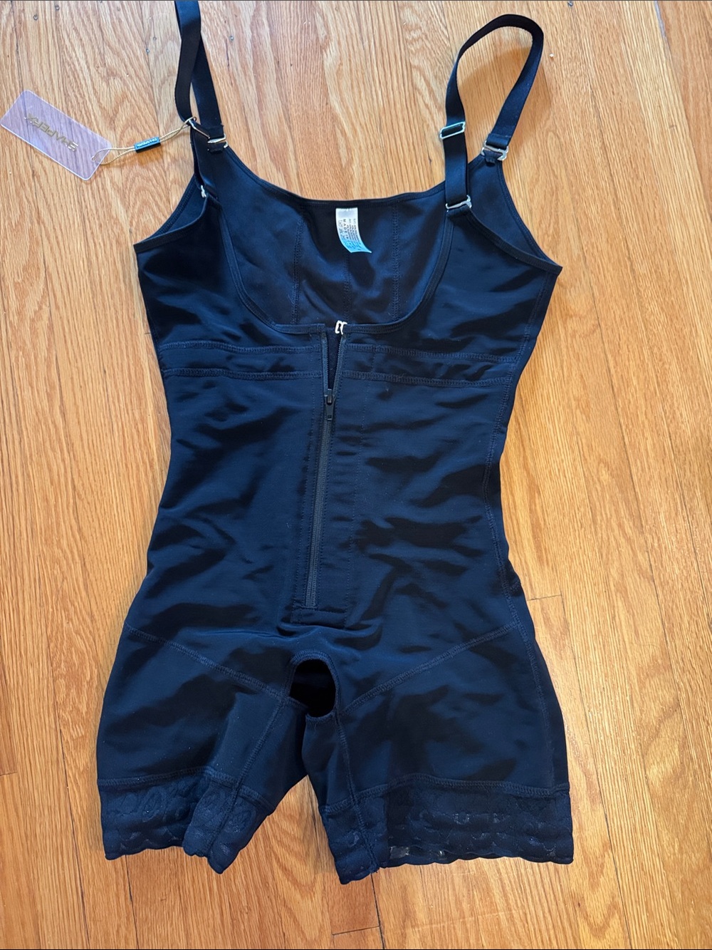 Women's Black Shapewear Bodysuit with Front Zipper